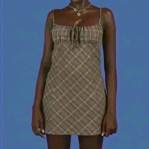 NWT Le Lis Dusty Peach Plaid Dress